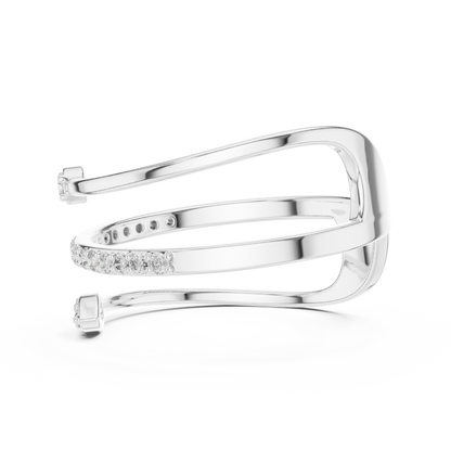 Premium Open Wrap Ring | Silver Gold Plated Grown Diamonds | Modern Luxury Adjustable Jewelry Style