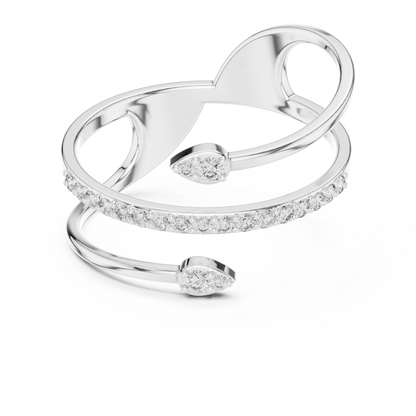 Premium Open Wrap Ring | Silver Gold Plated Grown Diamonds | Modern Luxury Adjustable Jewelry Style