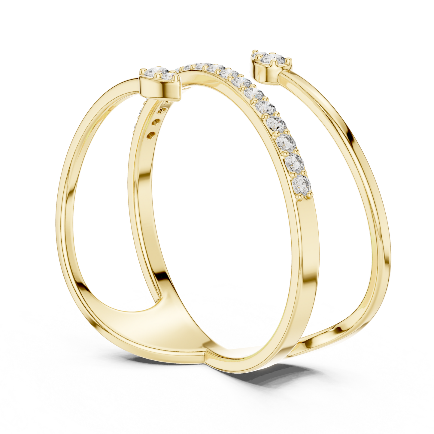 Premium Open Wrap Ring | Silver Gold Plated Grown Diamonds | Modern Luxury Adjustable Jewelry Style