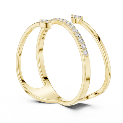 Premium Open Wrap Ring | Silver Gold Plated Grown Diamonds | Modern Luxury Adjustable Jewelry Style