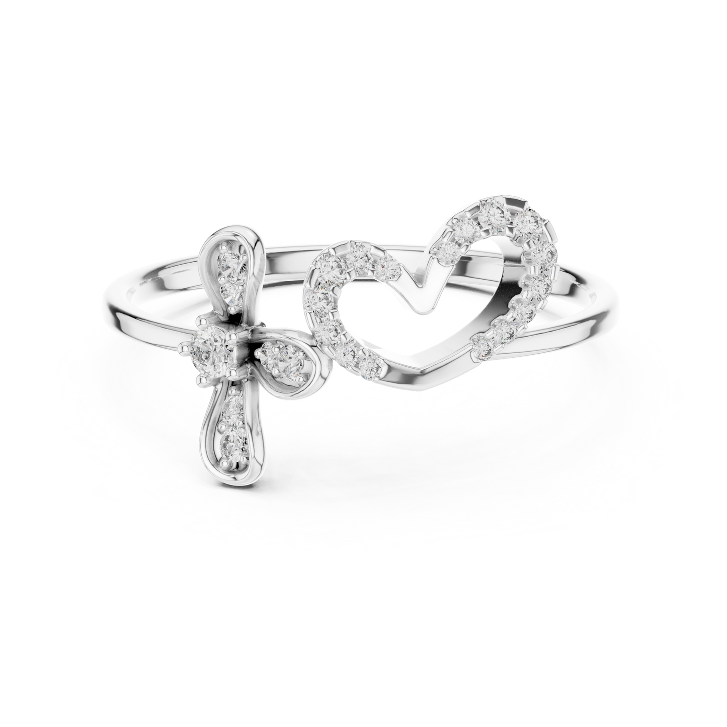 Faith Inspired Heart Ring | Diamond Cross Promise | Timeless Symbolic Love Jewelry