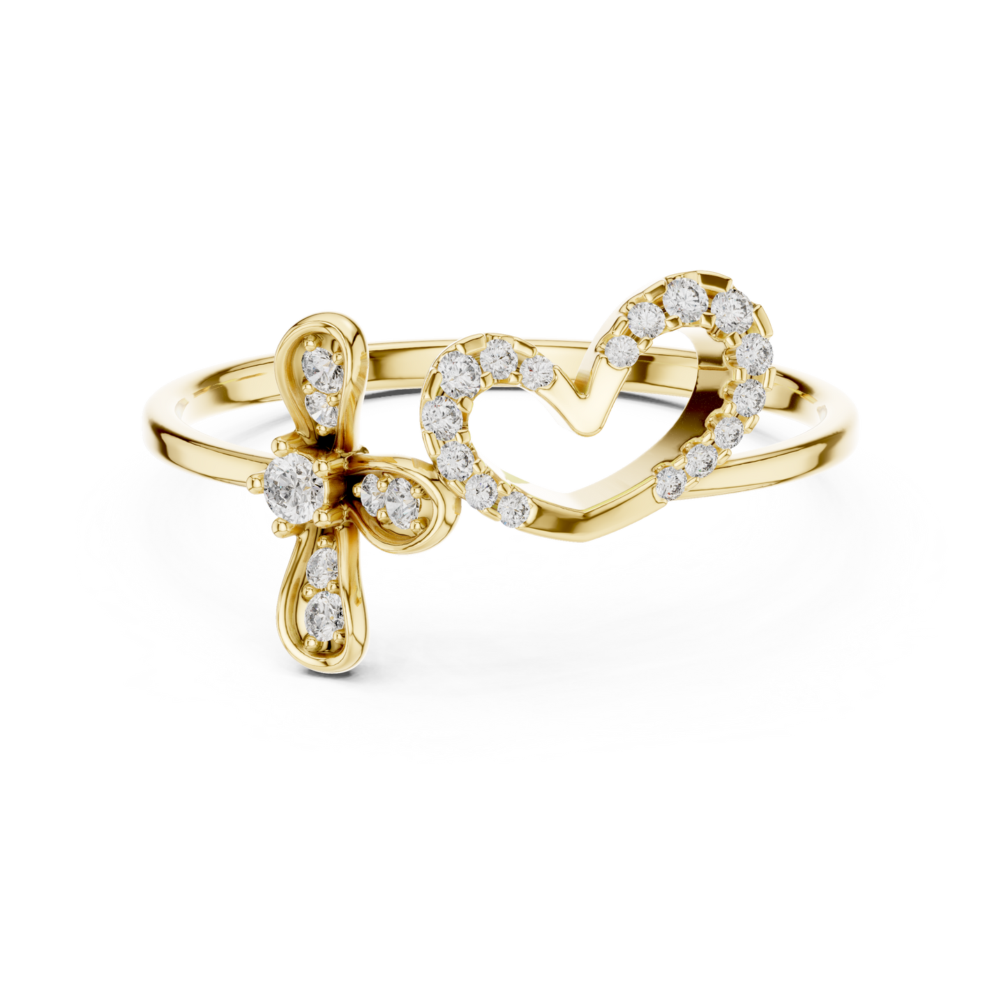 Faith Inspired Heart Ring | Diamond Cross Promise | Timeless Symbolic Love Jewelry