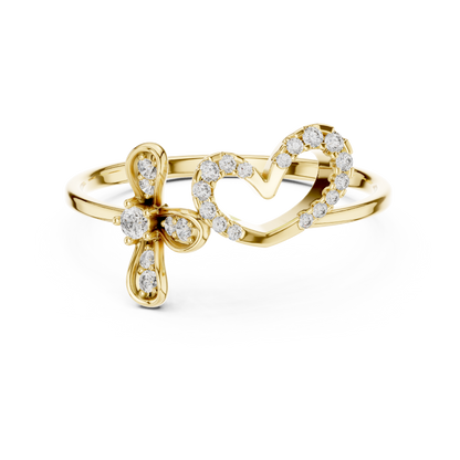 Faith Inspired Heart Ring | Diamond Cross Promise | Timeless Symbolic Love Jewelry