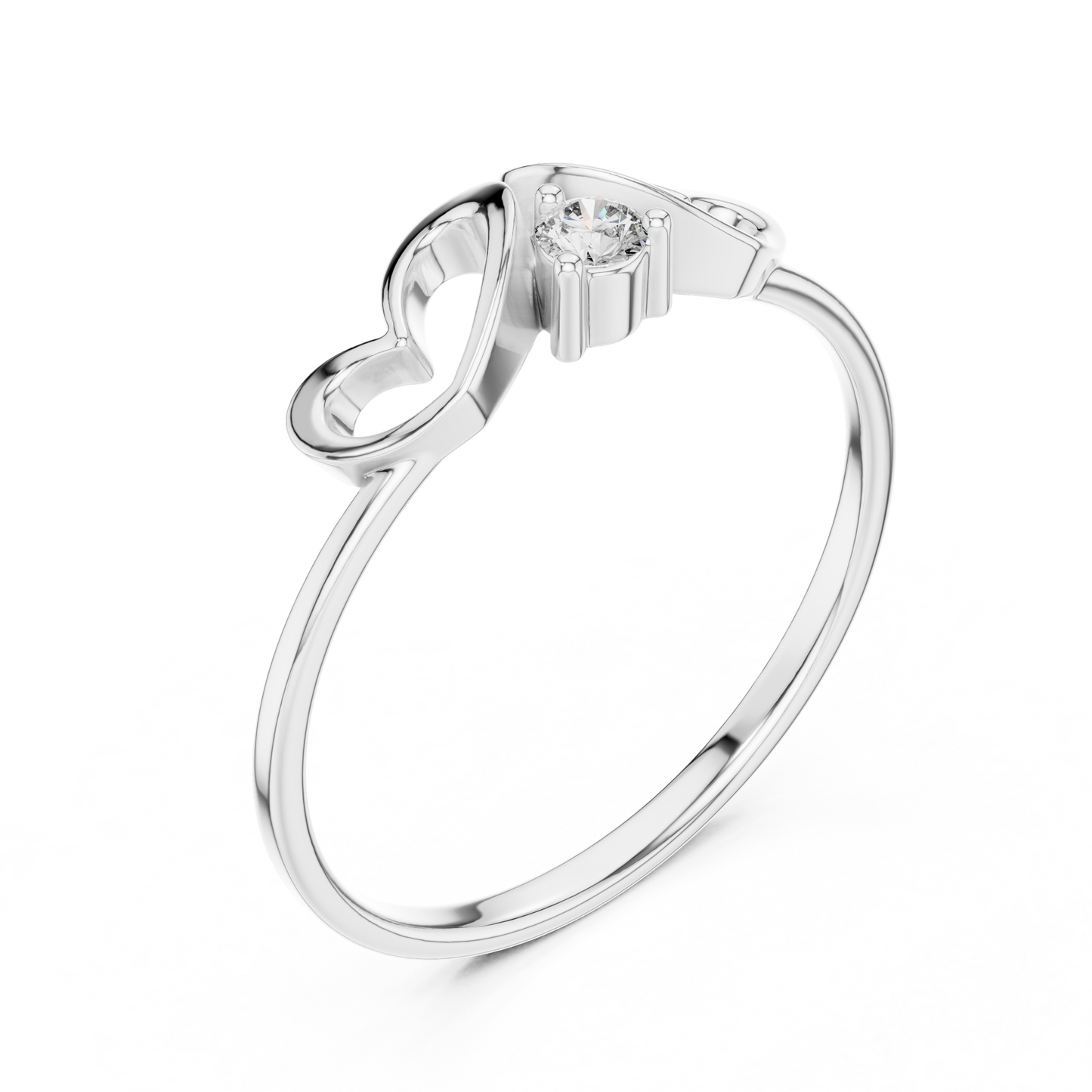 Love shaped diamond ring - Pure Silver eternal shine - Promise forever in every sparkle