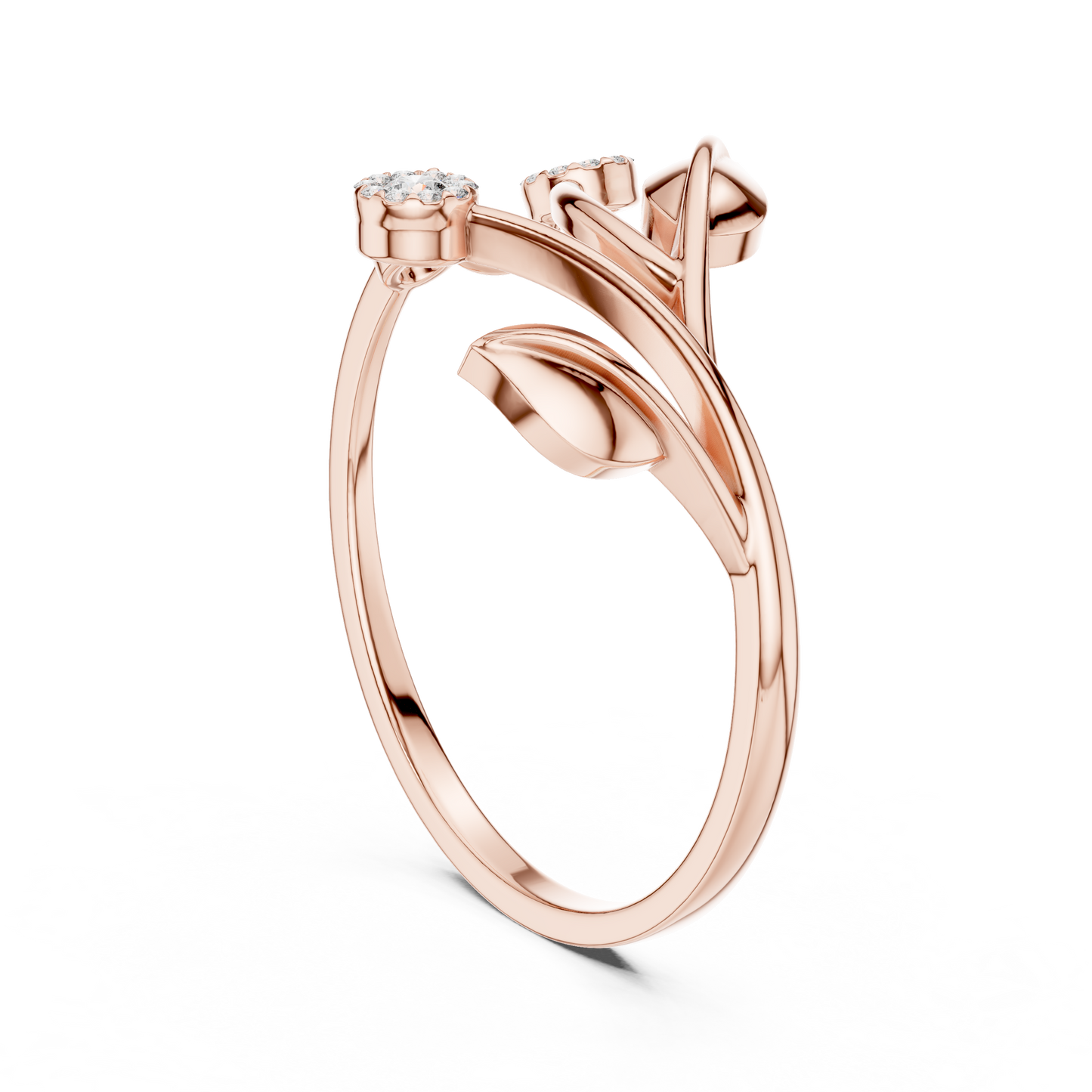 Botanical Diamond Wrap Ring | Leaf Design Gold Jewelry | Nature Inspired Fine Luxury