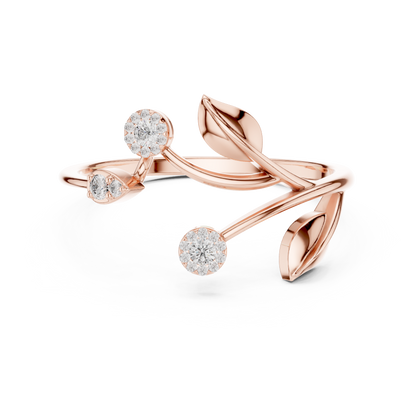 Botanical Diamond Wrap Ring | Leaf Design Gold Jewelry | Nature Inspired Fine Luxury