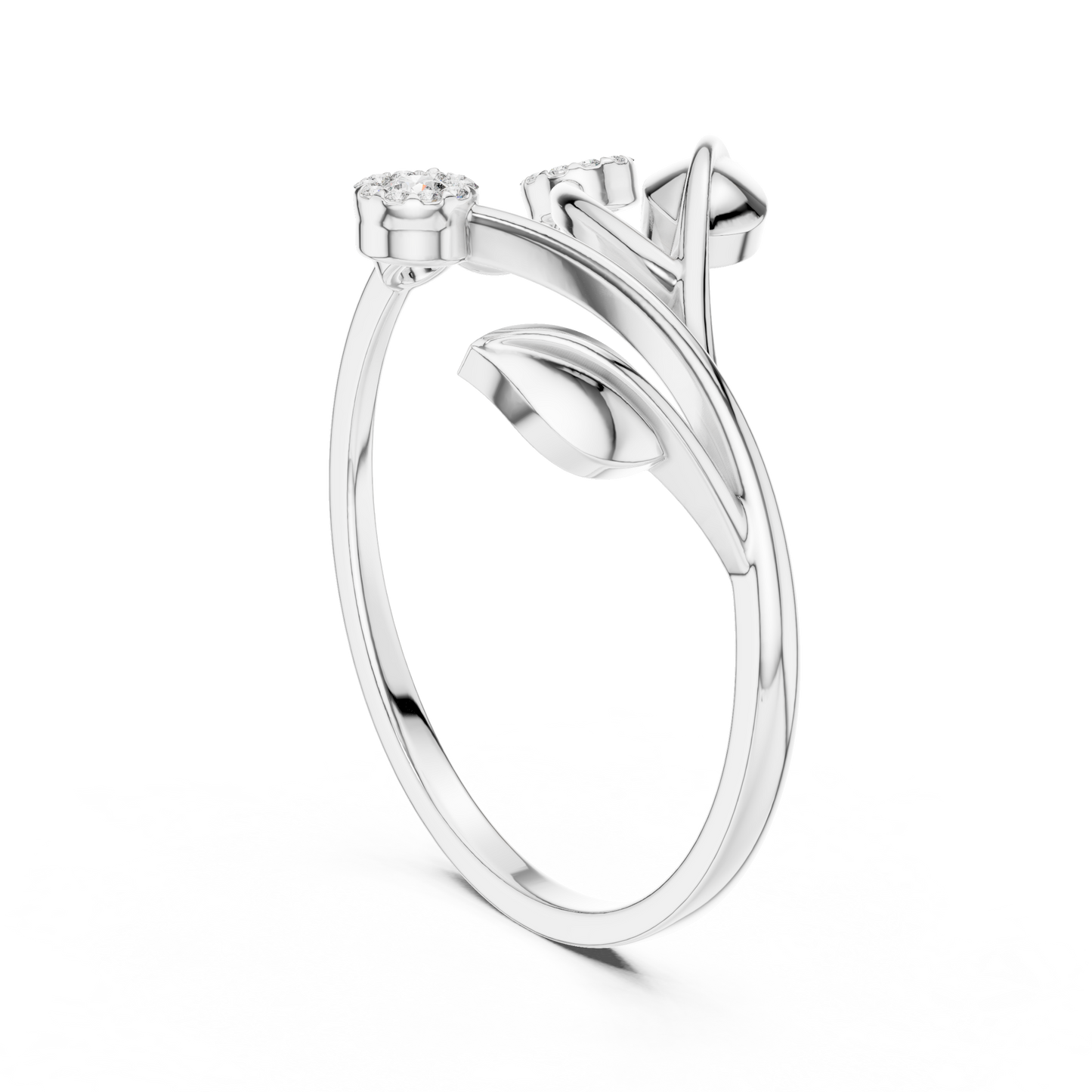 Botanical Diamond Wrap Ring | Leaf Design Gold Jewelry | Nature Inspired Fine Luxury