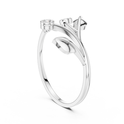 Botanical Diamond Wrap Ring | Leaf Design Gold Jewelry | Nature Inspired Fine Luxury