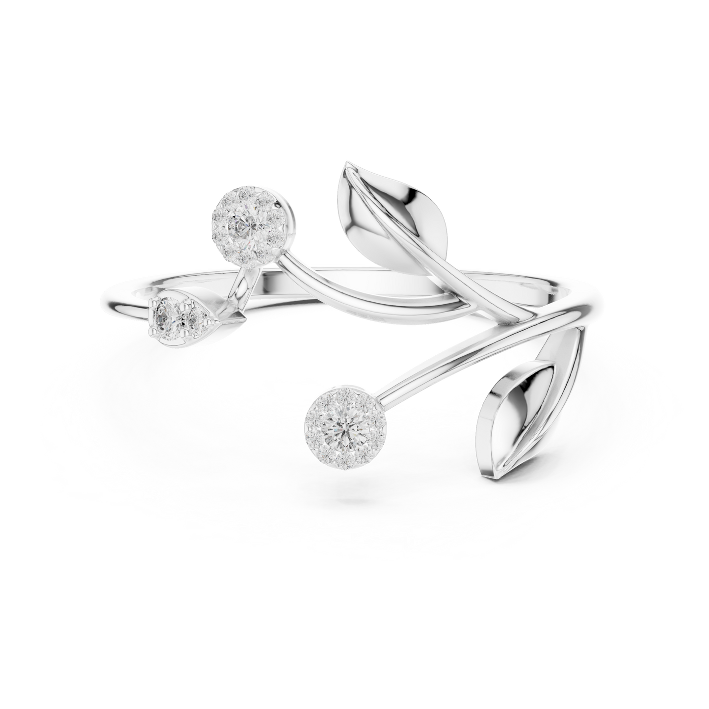 Botanical Diamond Wrap Ring | Leaf Design Gold Jewelry | Nature Inspired Fine Luxury