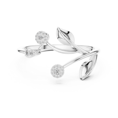 Botanical Diamond Wrap Ring | Leaf Design Gold Jewelry | Nature Inspired Fine Luxury