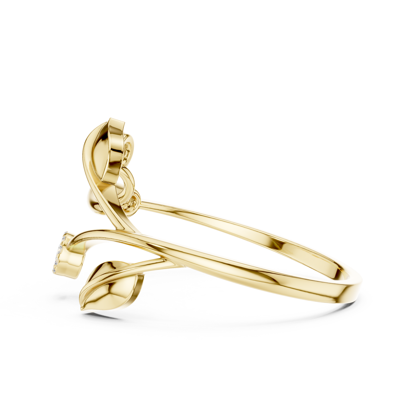 Botanical Diamond Wrap Ring | Leaf Design Gold Jewelry | Nature Inspired Fine Luxury