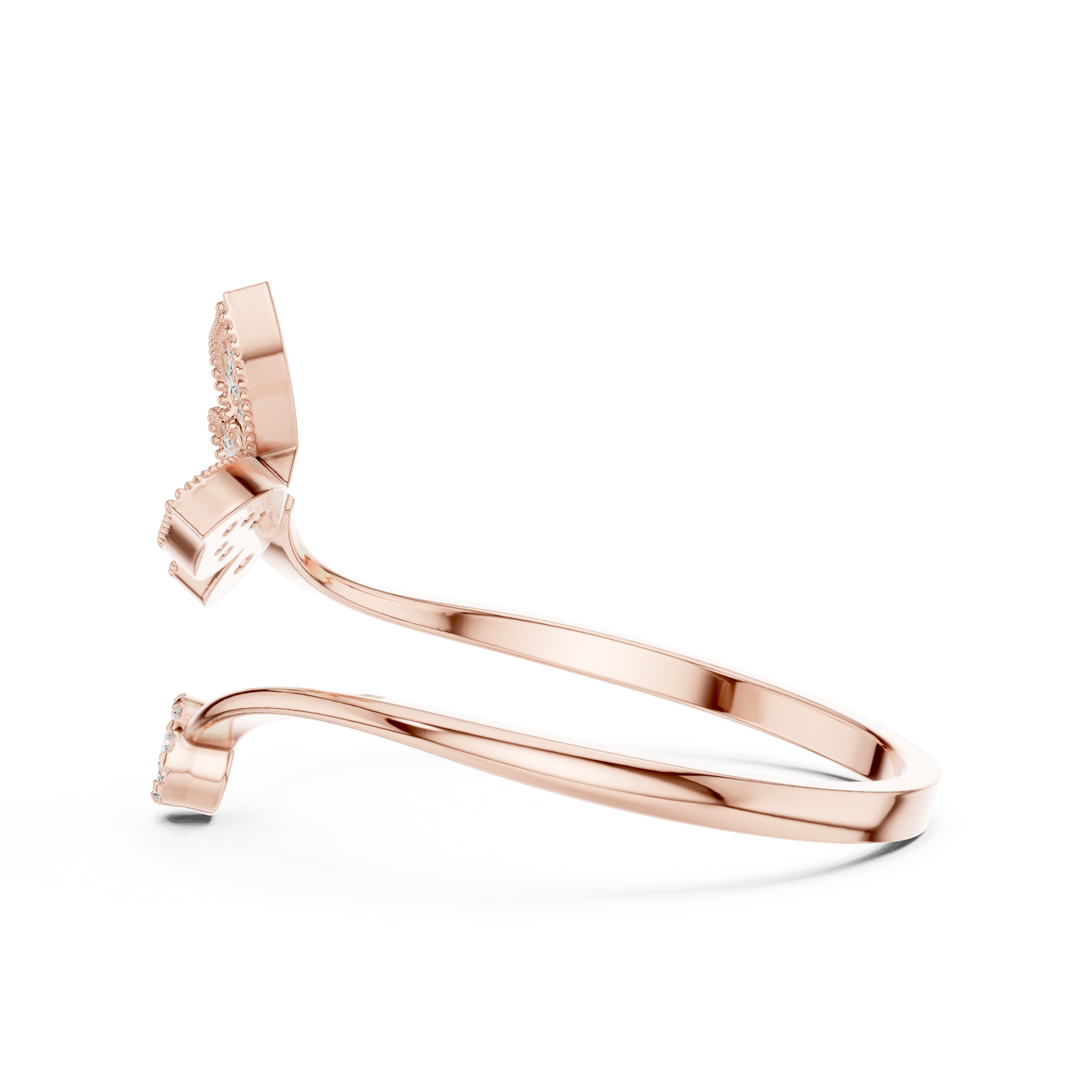 Butterfly Diamond Adjustable Ring | Fine Silver Rose Plated Craftsmanship | Timeless Luxury Gift Piece