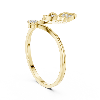 Butterfly Diamond Adjustable Ring | Fine Silver Rose Plated Craftsmanship | Timeless Luxury Gift Piece