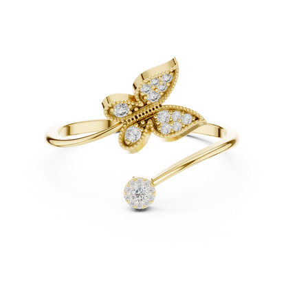 Butterfly Diamond Adjustable Ring | Fine Silver Rose Plated Craftsmanship | Timeless Luxury Gift Piece
