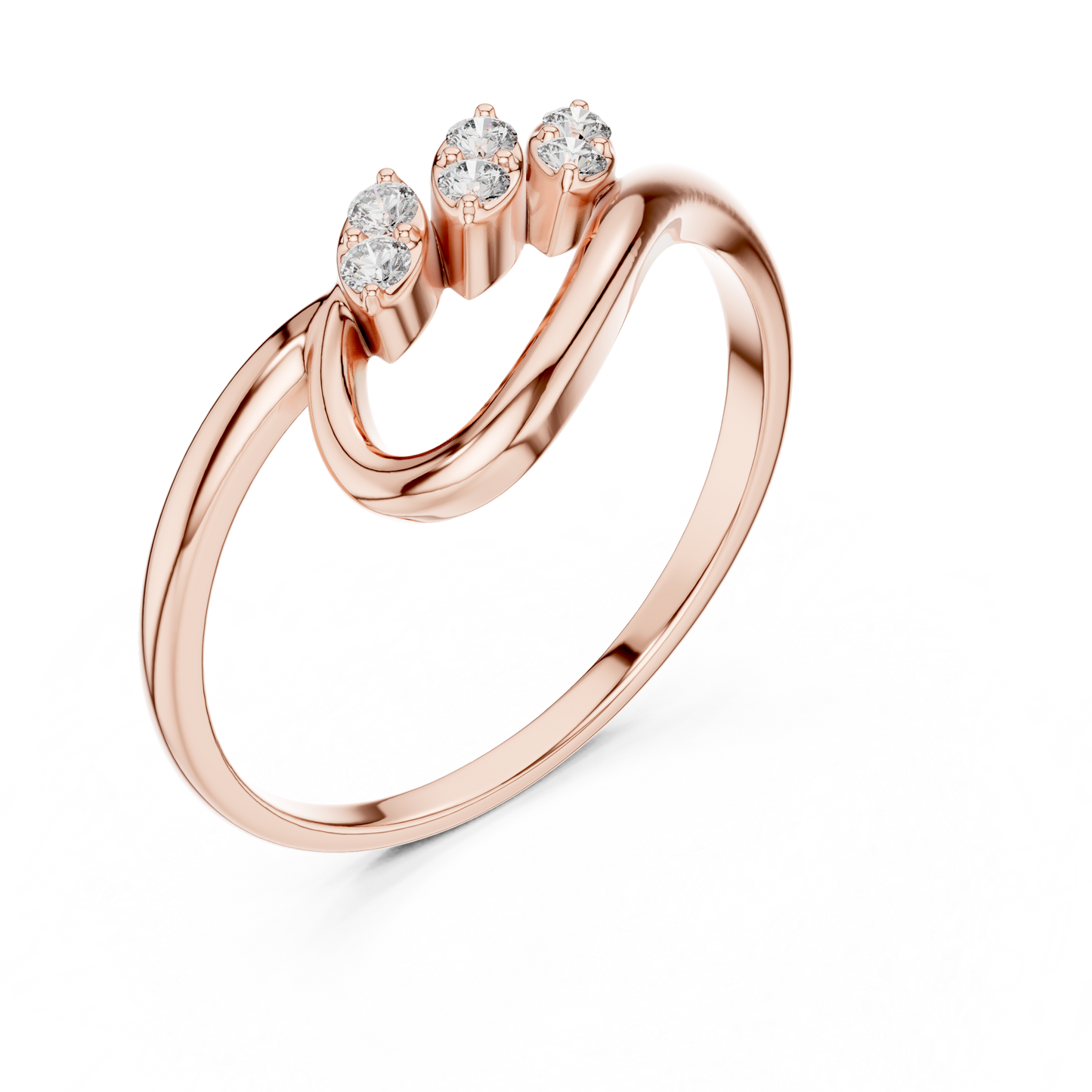 Premium Diamond Curve Ring | Luxury Silver Twist Finish | A Statement Of Subtle Sophistication