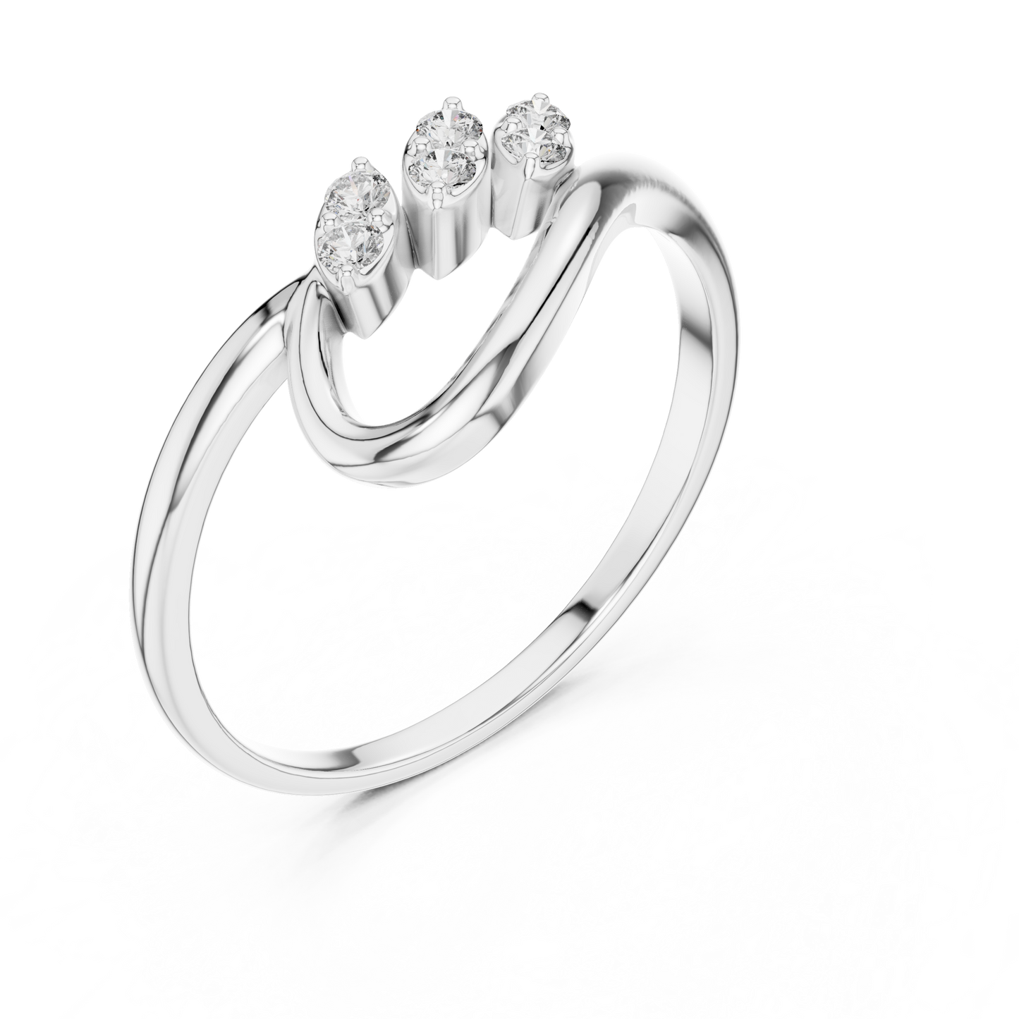 Premium Diamond Curve Ring | Luxury Silver Twist Finish | A Statement Of Subtle Sophistication