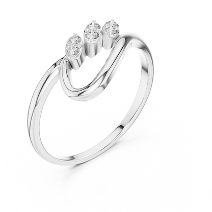 Premium Diamond Curve Ring | Luxury Silver Twist Finish | A Statement Of Subtle Sophistication