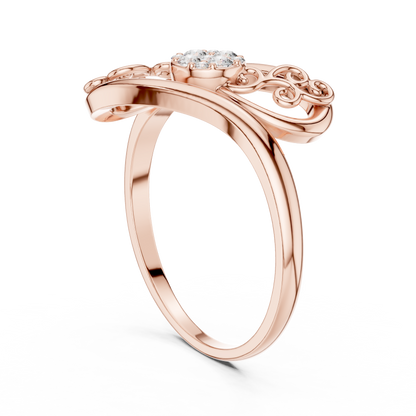 Antique Inspired Diamond Ring | Ornate Floral Gold Design | Heirloom Quality Romantic Statement Jewelry