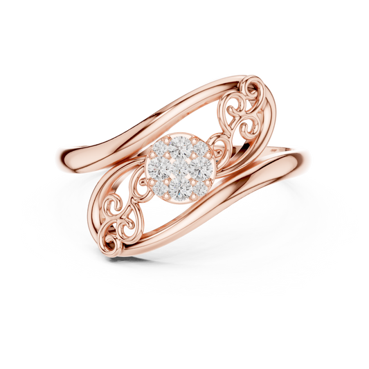 Antique Inspired Diamond Ring | Ornate Floral 925 Sterling Silver Design | Heirloom Quality Romantic Statement Jewelry