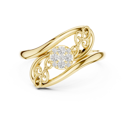 Antique Inspired Diamond Ring | Ornate Floral Gold Design | Heirloom Quality Romantic Statement Jewelry