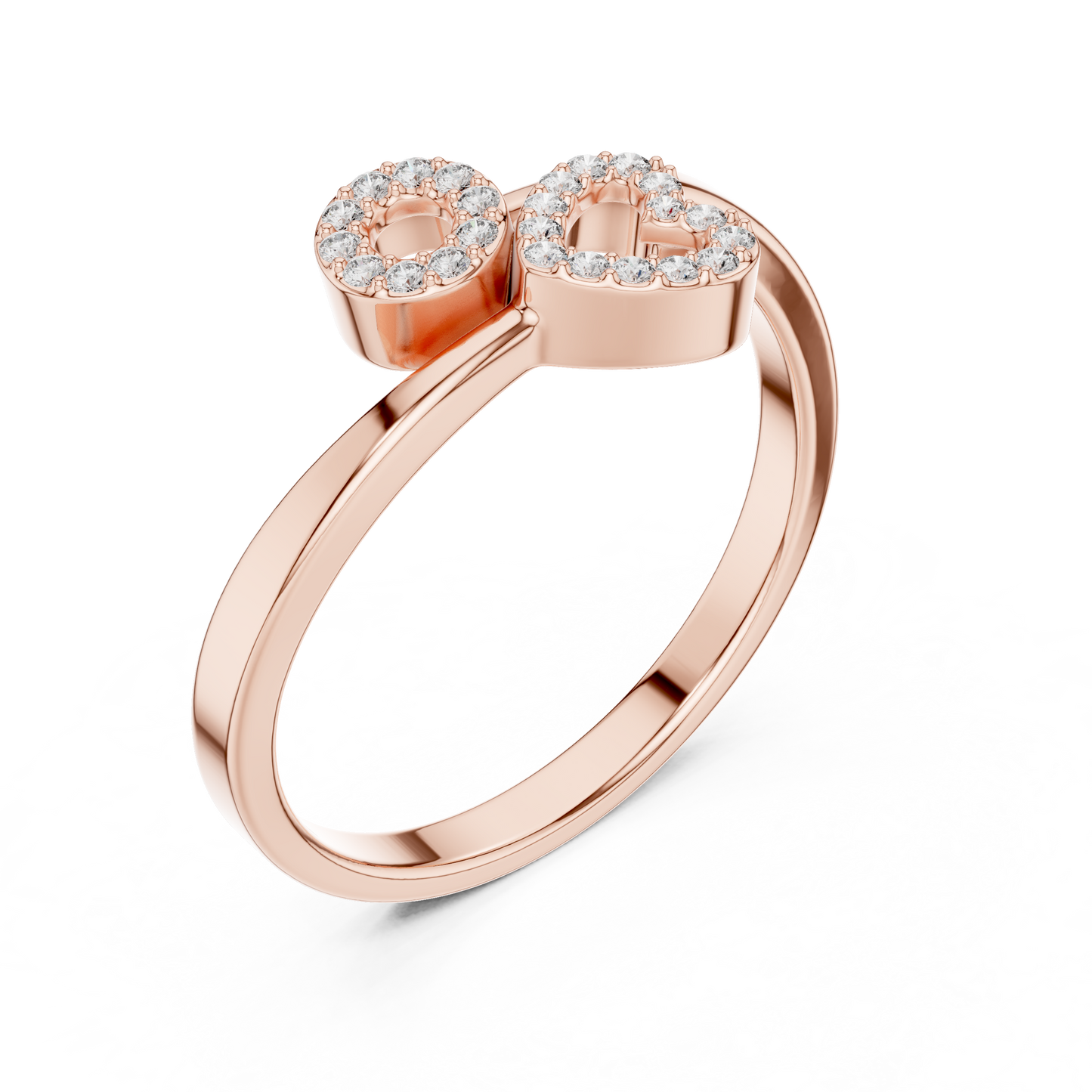 Romantic Symbolic Beauty | Diamond Open Ring | Exclusive Gold Heart Jewelry Style
