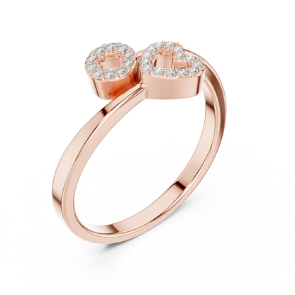 Romantic Symbolic Beauty | Diamond Open Ring | Exclusive Gold Heart Jewelry Style
