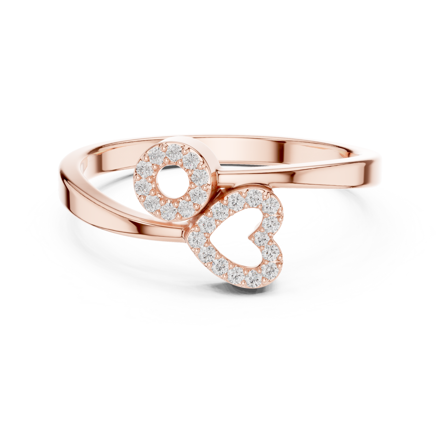 Romantic Symbolic Beauty | Diamond Open Ring | Exclusive Gold Heart Jewelry Style