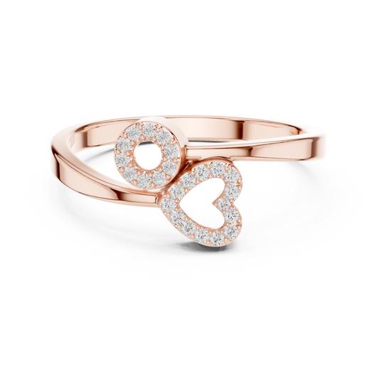 Romantic Symbolic Beauty | Diamond Open Ring | Exclusive Silver Heart Jewelry Style