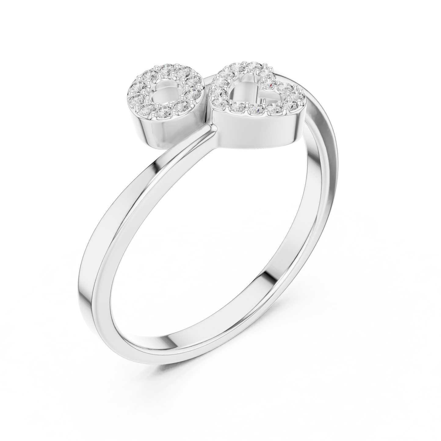Romantic Symbolic Beauty | Diamond Open Ring | Exclusive Gold Heart Jewelry Style