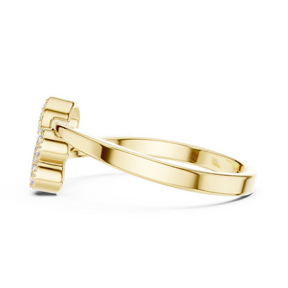 Romantic Symbolic Beauty | Diamond Open Ring | Exclusive Gold Heart Jewelry Style