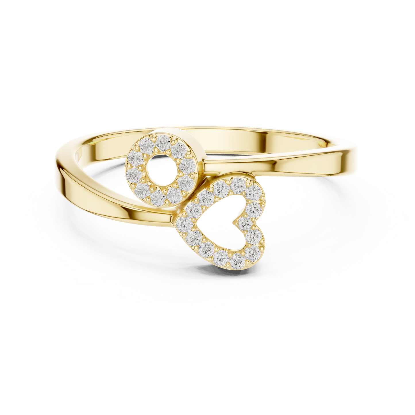 Romantic Symbolic Beauty | Diamond Open Ring | Exclusive Gold Heart Jewelry Style