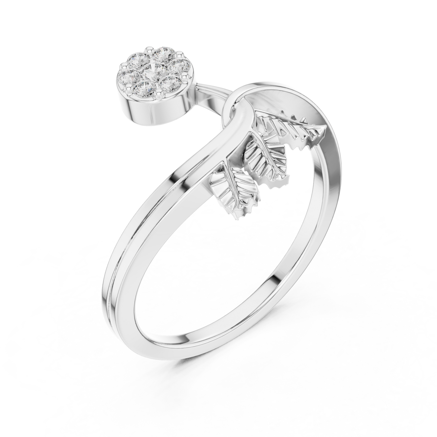 Botanical Diamond Cluster Ring | Modern Gold Nature Jewelry | Romantic Minimal Engagement Ring