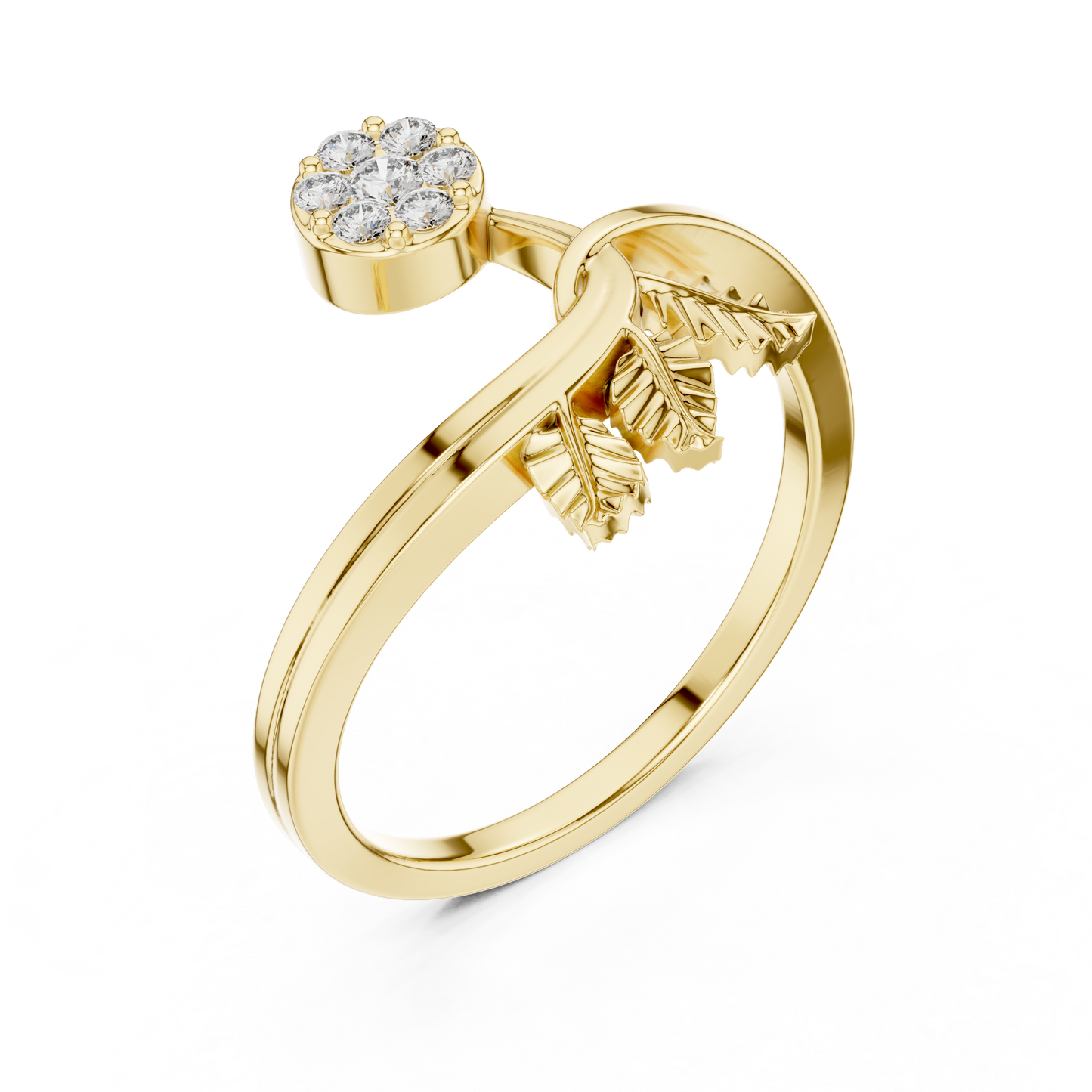 Botanical Diamond Cluster Ring | Modern Gold Nature Jewelry | Romantic Minimal Engagement Ring