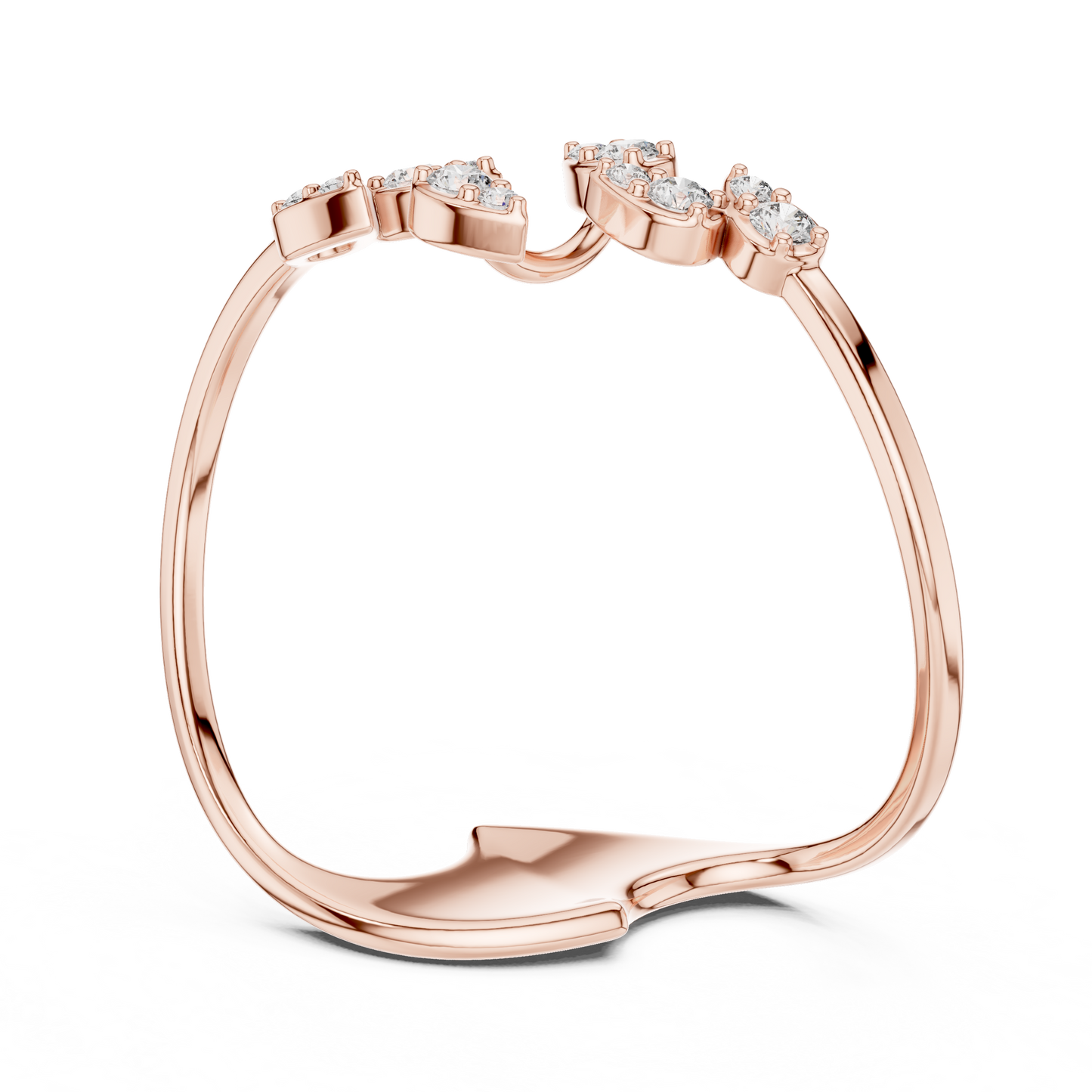 Statement Curve Diamond Ring | Elegant Gold Finish | Modern Luxury Engagement Jewelry
