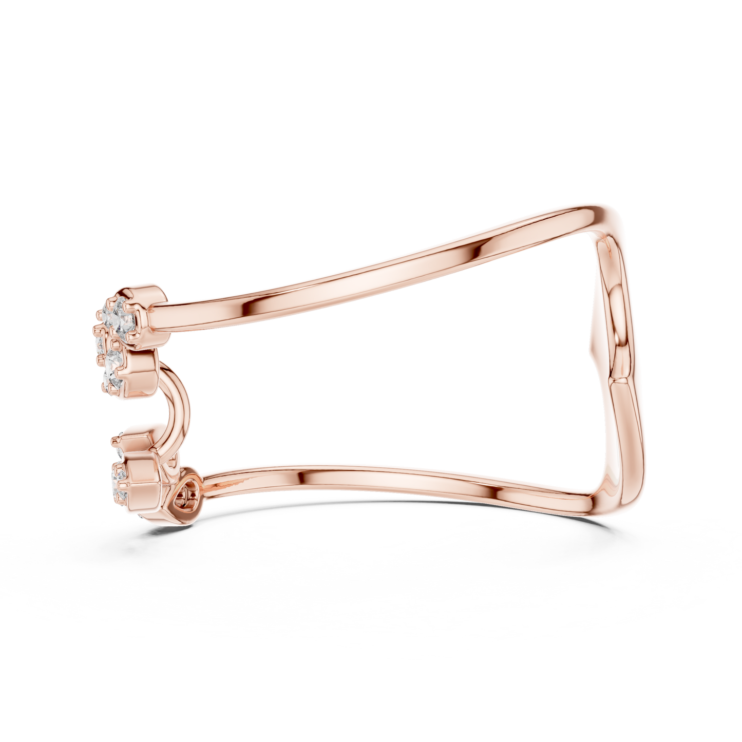 Statement Curve Diamond Ring | Elegant Gold Finish | Modern Luxury Engagement Jewelry