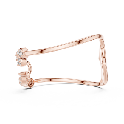 Statement Curve Diamond Ring | Elegant Gold Finish | Modern Luxury Engagement Jewelry