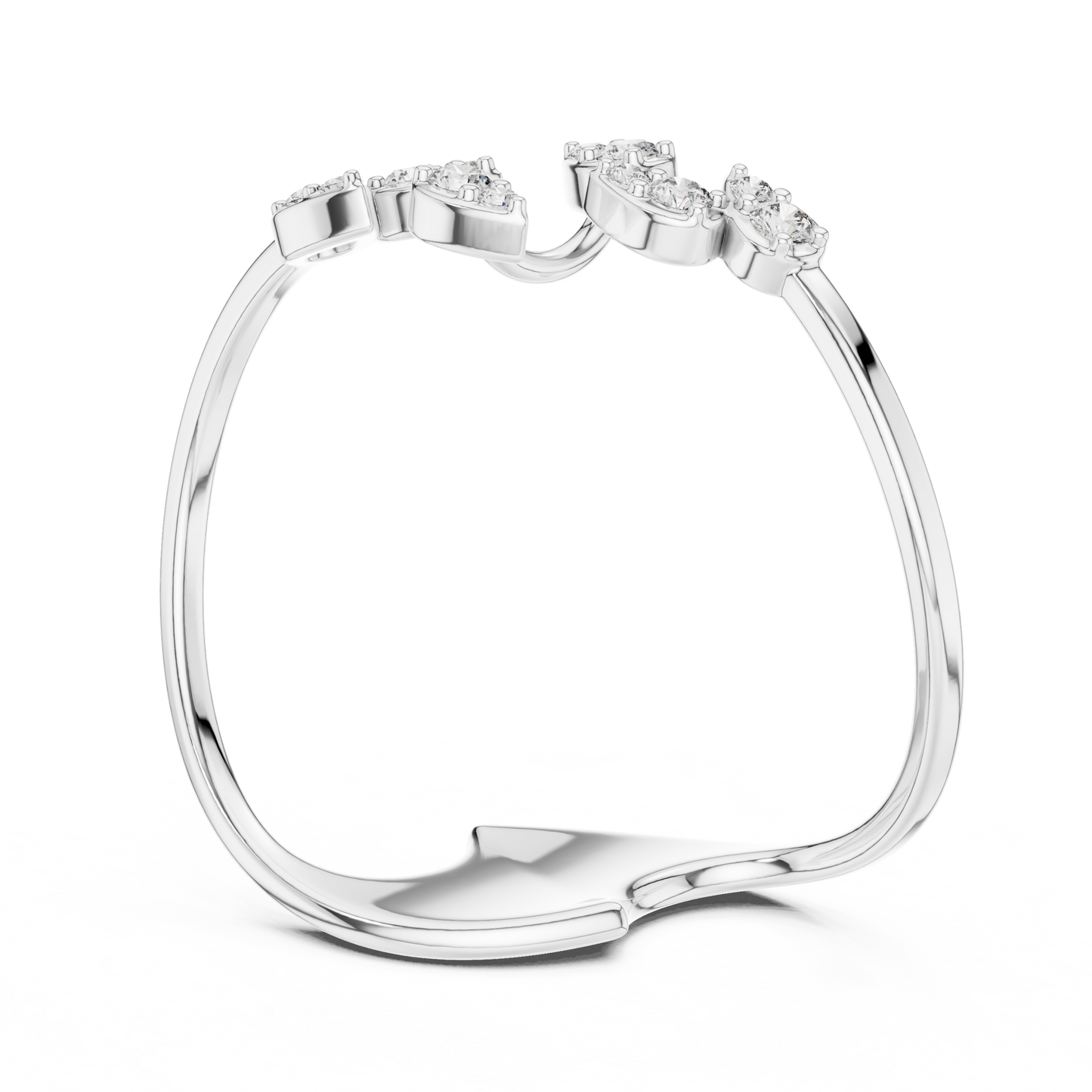 Statement Curve Diamond Ring | Elegant Gold Finish | Modern Luxury Engagement Jewelry