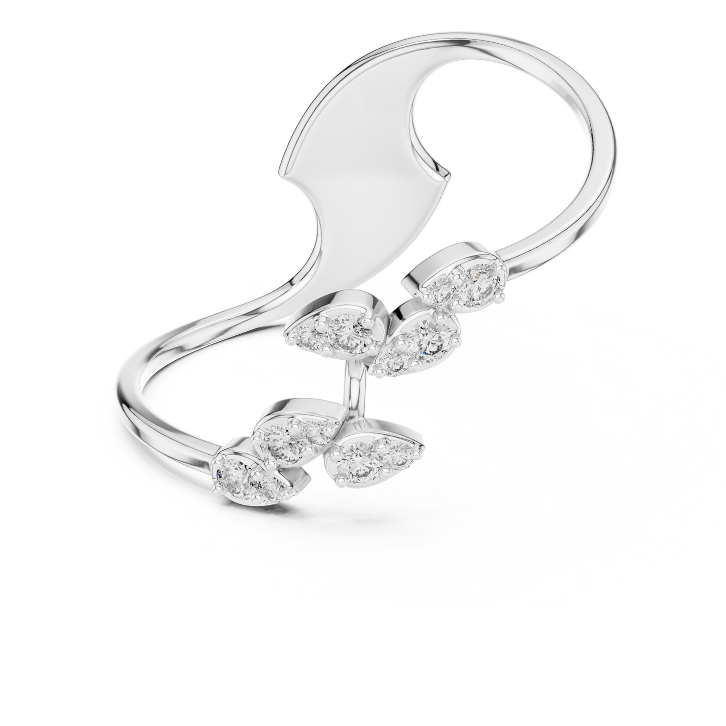 Statement Curve Diamond Ring | Elegant Gold Finish | Modern Luxury Engagement Jewelry