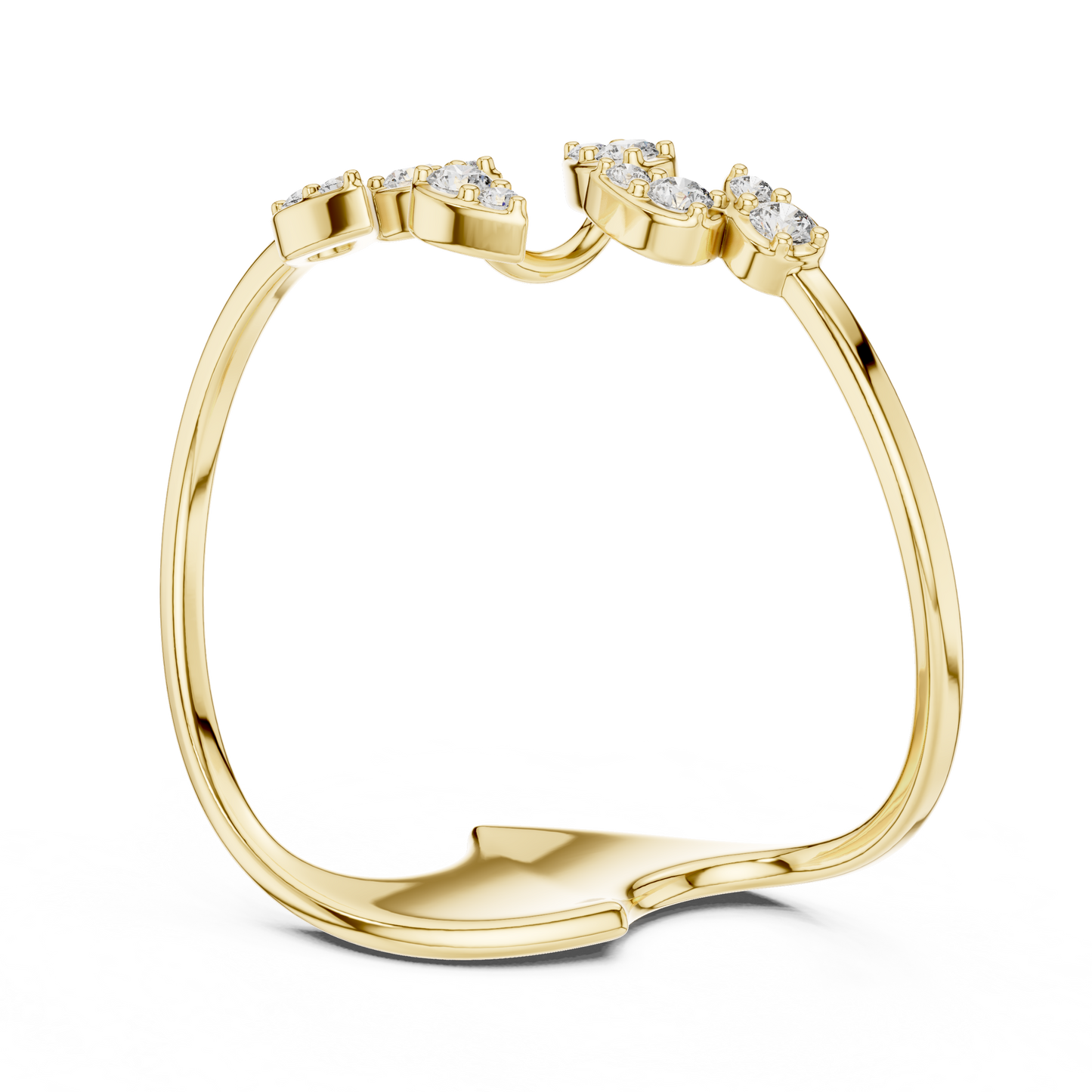 Statement Curve Diamond Ring | Elegant Gold Finish | Modern Luxury Engagement Jewelry