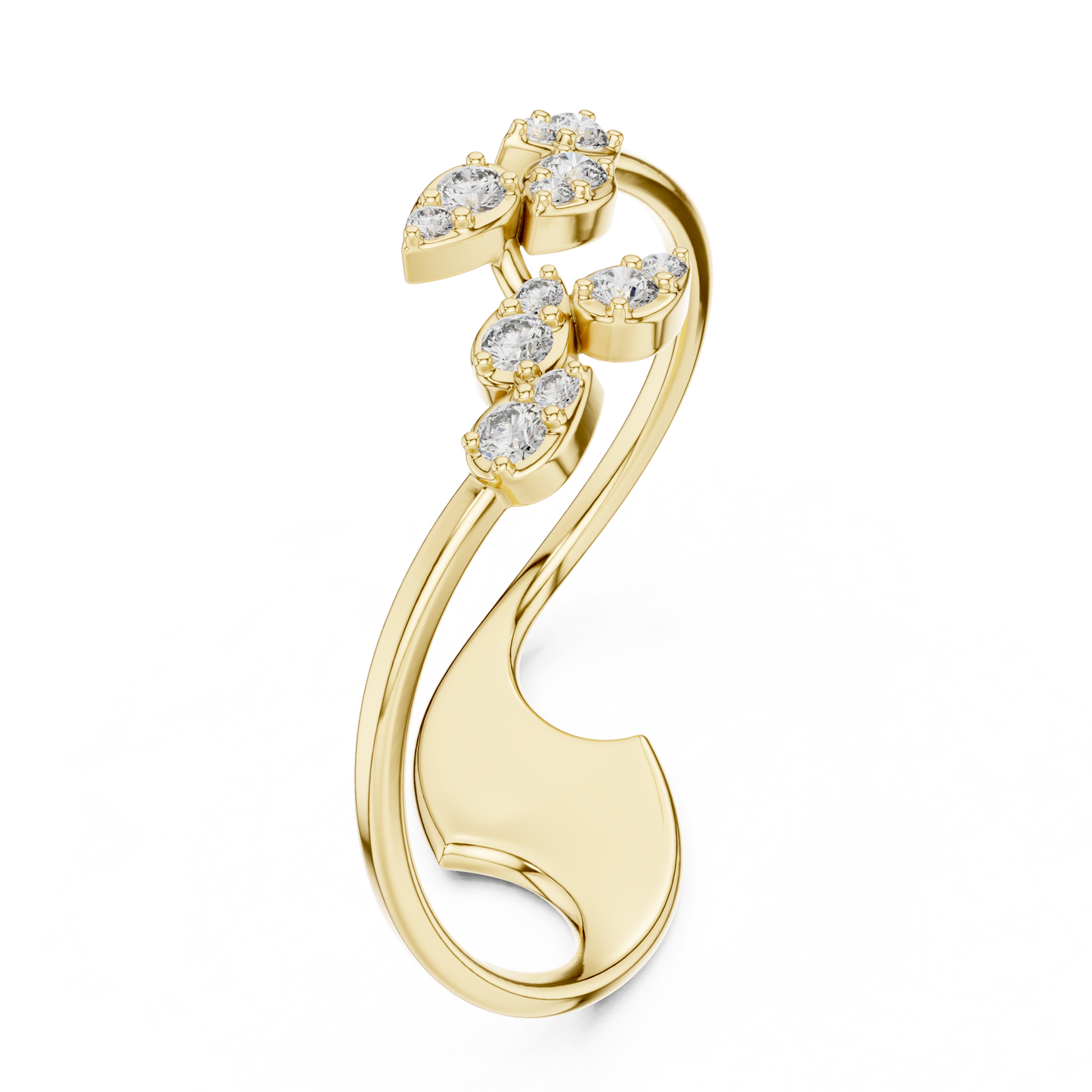 Statement Curve Diamond Ring | Elegant Gold Finish | Modern Luxury Engagement Jewelry