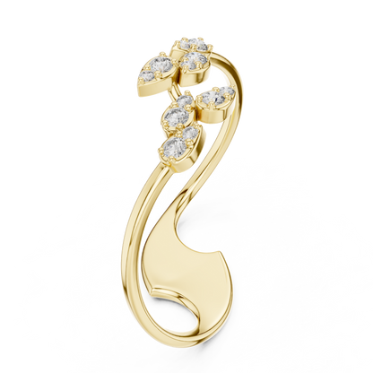 Statement Curve Diamond Ring | Elegant Gold Finish | Modern Luxury Engagement Jewelry