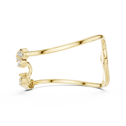 Statement Curve Diamond Ring | Elegant Gold Finish | Modern Luxury Engagement Jewelry