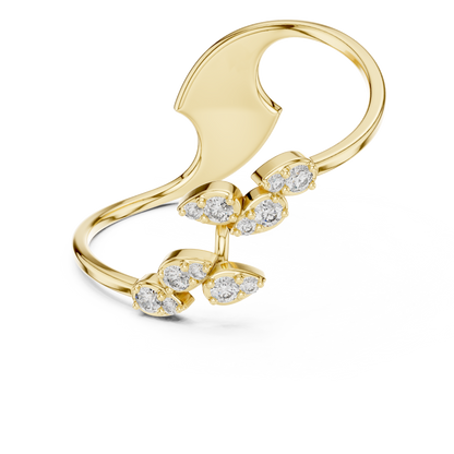 Statement Curve Diamond Ring | Elegant Gold Finish | Modern Luxury Engagement Jewelry