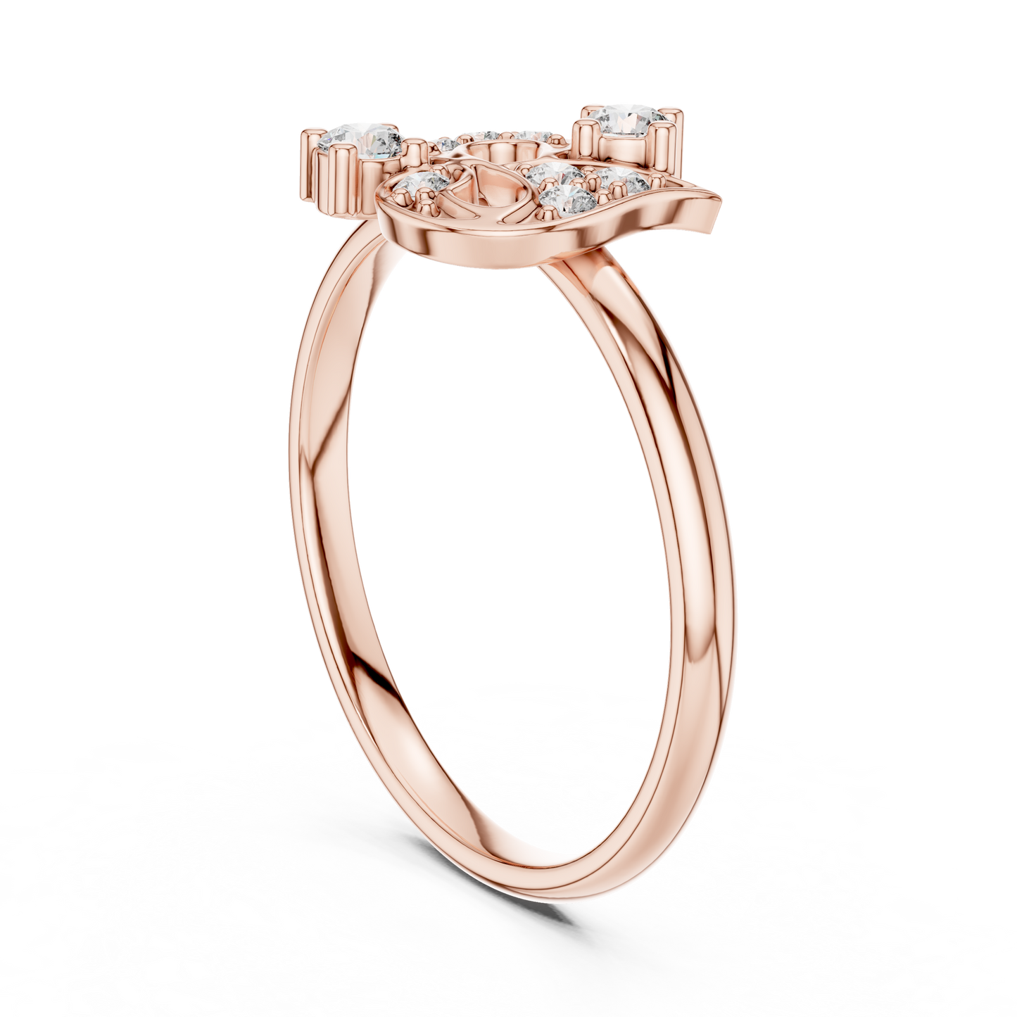 Om Diamond Statement Ring | Silver Rose Plated Craftsmanship | Elegant Spiritual Luxury Gift Jewelry