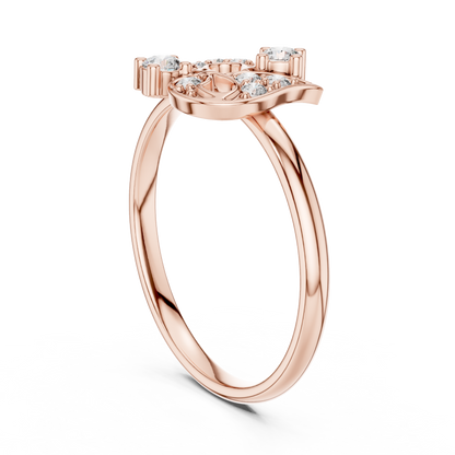 Om Diamond Statement Ring | Silver Rose Plated Craftsmanship | Elegant Spiritual Luxury Gift Jewelry