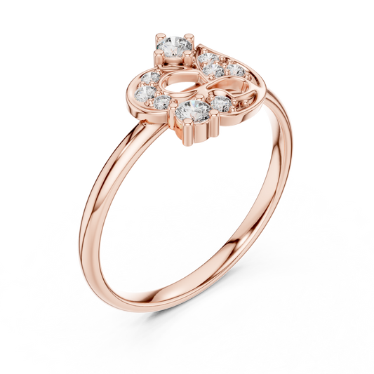 Om Diamond Statement Ring | Silver Rose Plated Craftsmanship | Elegant Spiritual Luxury Gift Jewelry