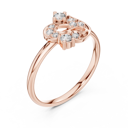 Om Diamond Statement Ring | Silver Rose Plated Craftsmanship | Elegant Spiritual Luxury Gift Jewelry