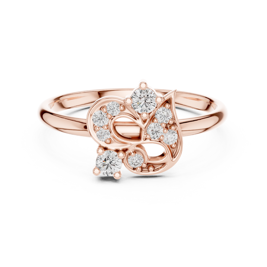 Om Diamond Statement Ring | Silver Rose Plated Craftsmanship | Elegant Spiritual Luxury Gift Jewelry