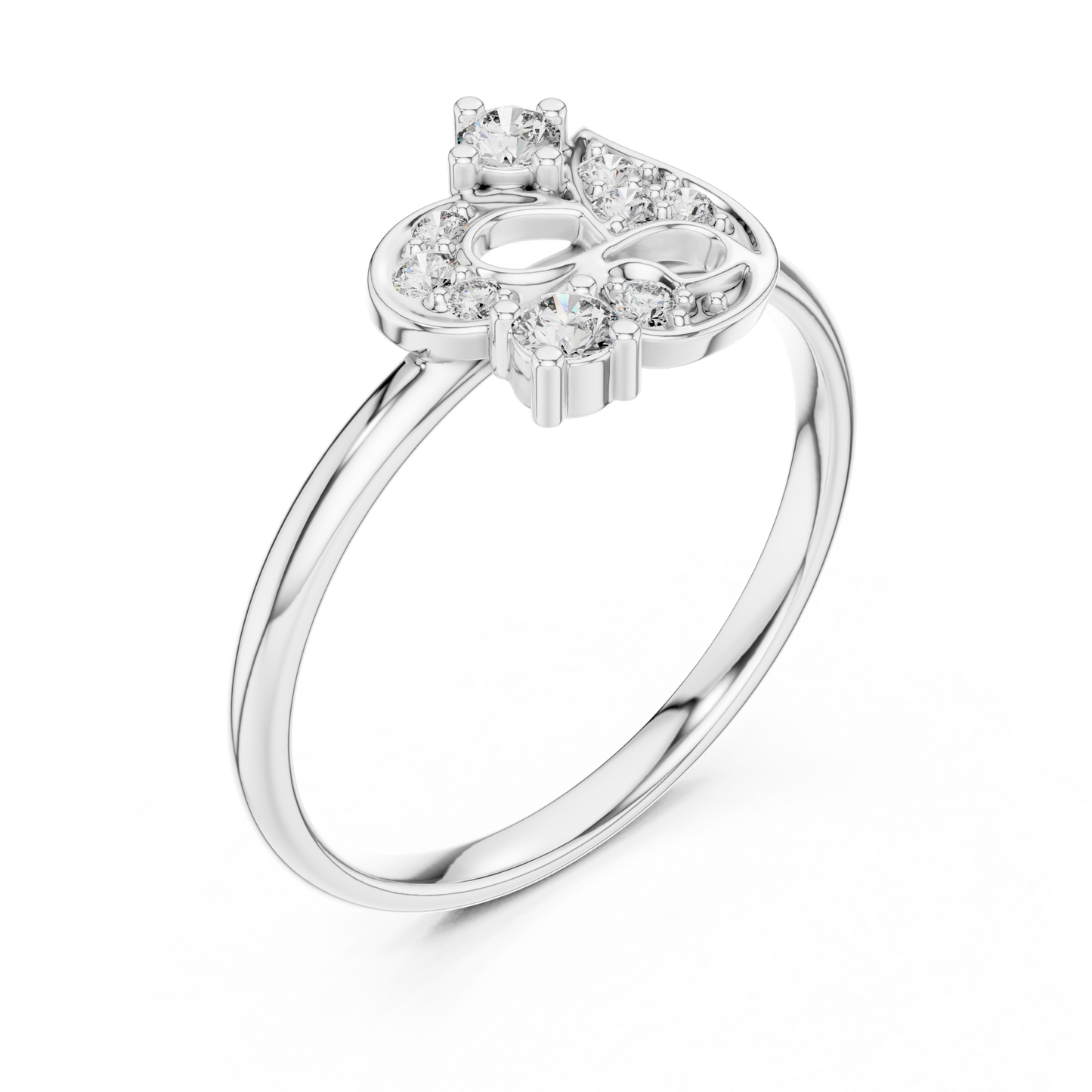 Om Diamond Statement Ring | Silver Rose Plated Craftsmanship | Elegant Spiritual Luxury Gift Jewelry