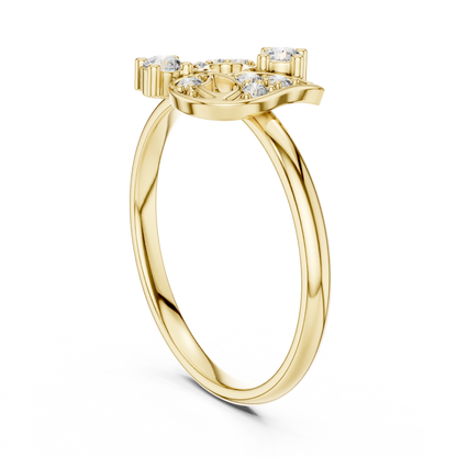 Om Diamond Statement Ring | Silver Rose Plated Craftsmanship | Elegant Spiritual Luxury Gift Jewelry